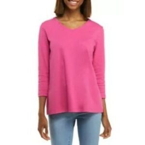 Kim Rogers Women's Pink 3/4 Sleeve Top (L)